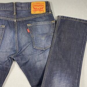 Levis 513 Slim Straight Jeans Mens 30x30 Dark Wash Denim Blue